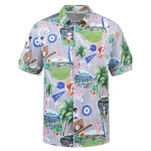 New Los Angeles Dodgers Hawaiian Button Up Shirt Gray Men's